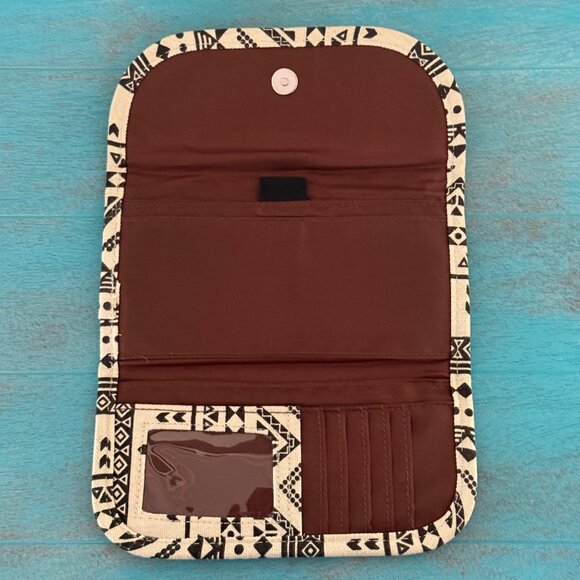 Kavu Mondo Spender Tri-Fold Design Wallet Clutch Travel Organizer Black & Cream - Picture 6 of 9